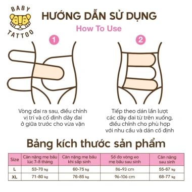 Đai Nịt Bụng Sau Sinh BABY TATTOO 3 Đai - Dành Cho Mẹ Sinh Mổ, Định Hình Vòng Đùi, Nâng Đỡ Cơ Bụng, Giảm Giá 571.5k tới 450k 9