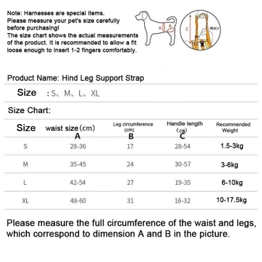 Đai phụ trợ chân sau cho chó mèo 1,5-17,5kg, tăng cường, thoáng khí, 4 mùa, hỗ trợ khuyết tật 9