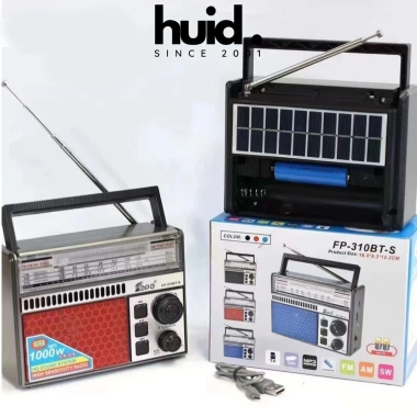 Đài Radio Bluetooth Năng Lượng Mặt Trời 3 Băng Tần FM/AM/SW - USB, Thẻ Nhớ, Pin Dự Phòng Fepe FP-310BT-S - Giá 234k