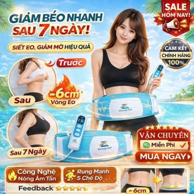 Đai Rung Massage Bụng Vibro Shape giảm mỡ bụng, đùi, mông cho nam nữ - gọn nhẹ, hiệu quả