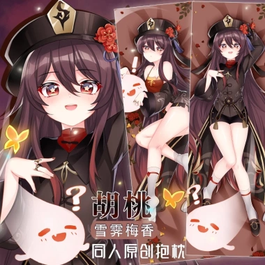 Dakimakura Genshin 60x180cm Hutao và Mona Hai Mặt In Trang Phục - Gối Thú Vị 2