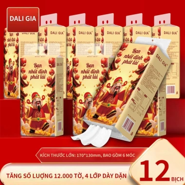 DALI GIA Thùng 12 Bịch THẦN TÀI - Giấy Treo Trường Đa Năng 4 Lớp 1.000 Tờ/Bịch, Tặng 6 Móc, Giá chỉ 145.000 VND 2