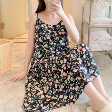 Đầm 2 dây vải Lanh Lụa siêu mát, váy ngủ bầu rộng, hoạ tiết xinh - chỉ 75.000₫ 4