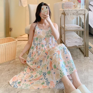 Đầm 2 dây vải Lanh Lụa siêu mát, váy ngủ bầu rộng, hoạ tiết xinh - chỉ 75.000₫ 15