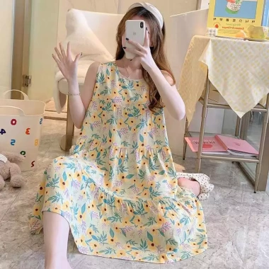 Đầm 2 dây vải Lanh Lụa siêu mát, váy ngủ bầu rộng, hoạ tiết xinh - chỉ 75.000₫ 16