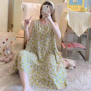 Đầm 2 dây vải Lanh Lụa siêu mát, váy ngủ bầu rộng, hoạ tiết xinh - chỉ 75.000₫ 21
