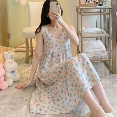 Đầm 2 dây vải Lanh Lụa siêu mát, váy ngủ bầu rộng, hoạ tiết xinh - chỉ 75.000₫ 29