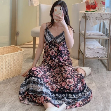 Đầm 2 dây vải Lanh Lụa siêu mát, váy ngủ bầu rộng, hoạ tiết xinh - chỉ 75.000₫ 37