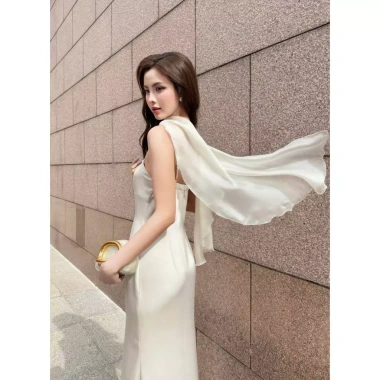 Đầm ANARA lụa midi 2 dây phối áo choàng tơ – GOLA DESIGNS, giá chỉ 586.000₫