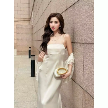 Đầm ANARA lụa midi 2 dây phối áo choàng tơ – GOLA DESIGNS, giá chỉ 586.000₫