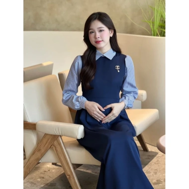Đầm bầu công sở dài váy suông babydoll LAMVI VCS005 - Thoải mái, lịch lãm 5