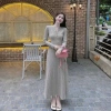 Đầm bầu len thừng cổ khuy mở body maxi dài tay thu đông, chất dày dặn, thích hợp công sở, dạo phố, dự tiệc - chỉ 149k 7