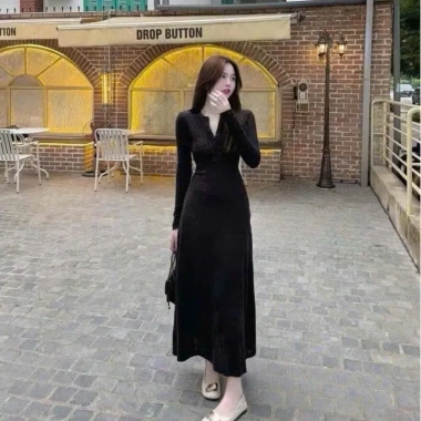 Đầm bầu len thừng cổ khuy mở body maxi dài tay thu đông, chất dày dặn, thích hợp công sở, dạo phố, dự tiệc - chỉ 149k 8