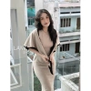 Đầm Bầu Mùa Đông MAIKA Len Dài Qua Gối và Khăn Choàng Công Sở Thời Trang 2.026 3