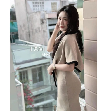 Đầm Bầu Mùa Đông MAIKA Len Dài Qua Gối và Khăn Choàng Công Sở Thời Trang 2.026 5