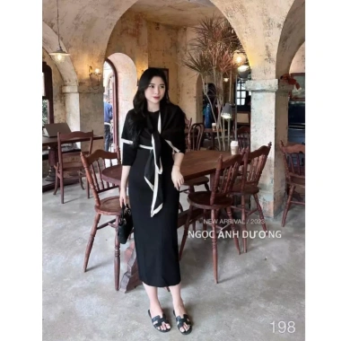 Đầm Bầu Mùa Đông MAIKA Len Dài Qua Gối và Khăn Choàng Công Sở Thời Trang 2.026 7