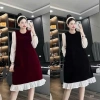 Đầm bầu tiểu thư công sở thu đông dài tay, dáng suông form rộng freesize, chất nhung dày ấm áp - 168k 8