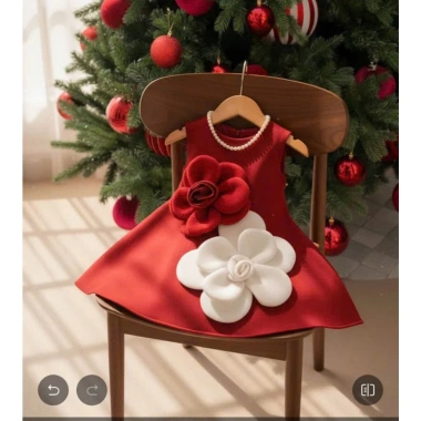 Đầm Bé Gái Đỏ Dáng Xòe Hoa 3D - Váy Tiệc Tết Noel Size Đại cho Mẹ & Bé
