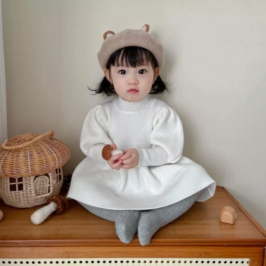 Đầm Bé Gái Hàn Quốc Thu Đông Dệt Kim Áo Len Tay Ấm Áp - Đèn Lồng Phong Cách Công Chúa, Giá Ưu Đãi 532k 11