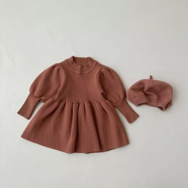 Đầm Bé Gái Hàn Quốc Thu Đông Dệt Kim Áo Len Tay Ấm Áp - Đèn Lồng Phong Cách Công Chúa, Giá Ưu Đãi 532k 13