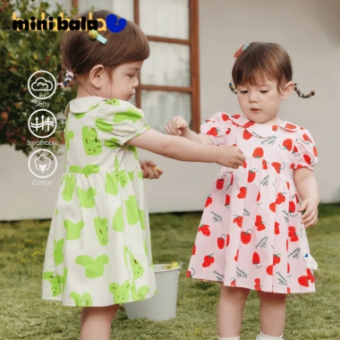 Đầm Bé Gái Minibala Cotton Tay Phồng, Mềm Dành Cho Sơ Sinh - Mùa Hè, Giá 653.400₫