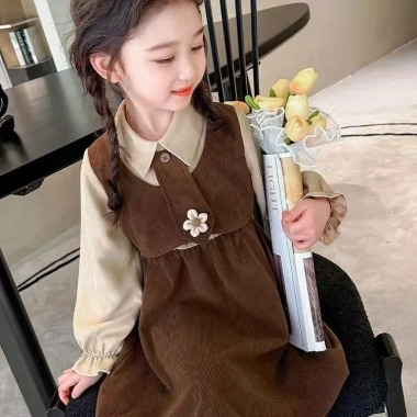 Đầm bé gái Preppy hai mảnh mùa xuân thu, ngọt ngào, giảm giá 20% chỉ 193.743 VND 9
