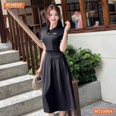Đầm BEMINE cổ đức tay ngắn viền dáng A, phù hợp đi làm - Giá ưu đãi 309.000₫