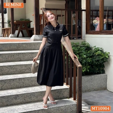 Đầm BEMINE cổ đức tay ngắn viền dáng A, phù hợp đi làm - Giá ưu đãi 309.000₫