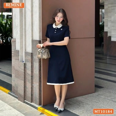 Đầm BEMINE cổ sen dáng chữ A viền, phù hợp đi làm & đi chơi - Giá ưu đãi 289k 3