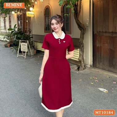 Đầm BEMINE cổ sen dáng chữ A viền, phù hợp đi làm & đi chơi - Giá ưu đãi 289k 4