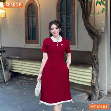 Đầm BEMINE cổ sen dáng chữ A viền, phù hợp đi làm & đi chơi - Giá ưu đãi 289k 8