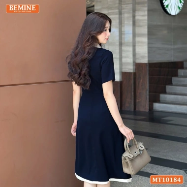 Đầm BEMINE cổ sen dáng chữ A viền, phù hợp đi làm & đi chơi - Giá ưu đãi 289k 9
