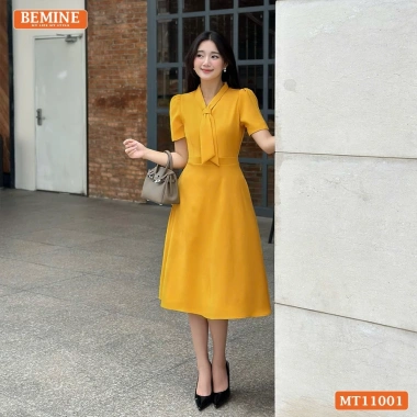 Đầm BEMINE cổ tim cách điệu dáng chữ A phong cách công sở, giá ưu đãi 269.000 VND