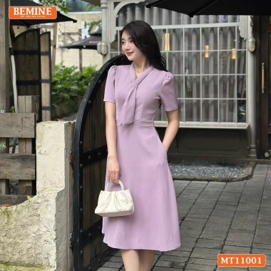 Đầm BEMINE cổ tim cách điệu dáng chữ A phong cách công sở, giá ưu đãi 269.000 VND