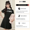 Đầm BIGSIZE Mèo Ú dáng A, ruy băng nơ trắng, cổ sen, đuôi xếp ly - Thanh lịch, giảm giá 319.000₫ 5