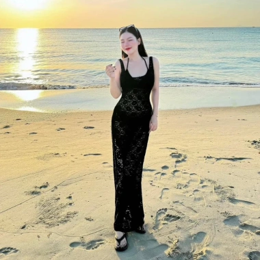 Đầm bikini tôn dáng sexy, set bikini ren đen chất tăm lanh, đi biển - Giá ưu đãi 172k 2