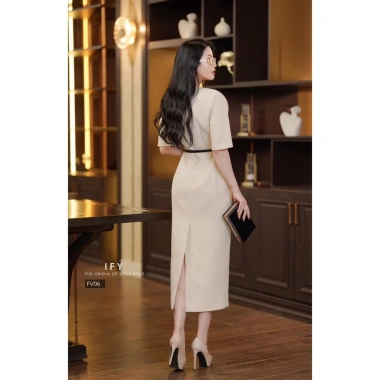 Đầm Body Dáng Dài ELENA Cổ Tim Sang Trọng - Váy Công Sở V24 Giá 319k