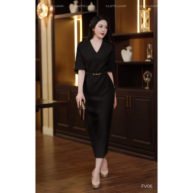 Đầm Body Dáng Dài ELENA Cổ Tim Sang Trọng - Váy Công Sở V24 Giá 319k