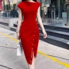 Đầm Body Dự Tiệc Đính Ngọc Xẻ Tà Tôn - Sang Trọng, Giá Ưu Đãi 166k