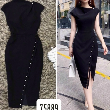 Đầm Body Dự Tiệc Đính Ngọc Xẻ Tà Tôn - Sang Trọng, Giá Ưu Đãi 166k 2