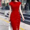Đầm Body Dự Tiệc Đính Ngọc Xẻ Tà Tôn - Sang Trọng, Giá Ưu Đãi 166k 4