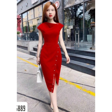 Đầm Body Dự Tiệc Đính Ngọc Xẻ Tà Tôn - Sang Trọng, Giá Ưu Đãi 166k 6