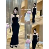 Đầm body maxi sang chảnh cổ yếm khuy vàng LCR - Đi tiệc Tết, giảm giá 358k 3