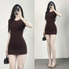 Đầm Body Nữ Dáng Ngắn Cổ Tròn Cộc Tay Thun Cotton Co Giãn Mini Ôm Dáng 377 5