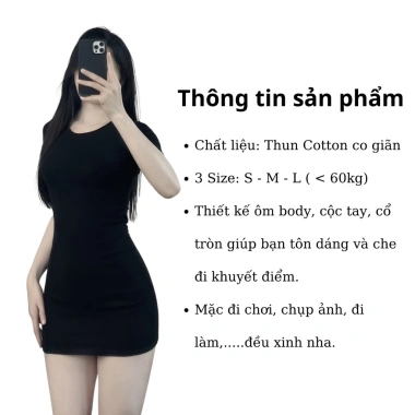 Đầm Body Nữ Dáng Ngắn Cổ Tròn Cộc Tay Thun Cotton Co Giãn Mini Ôm Dáng 377 7