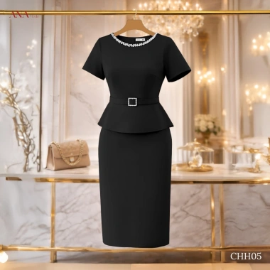 Đầm Bút Chì Kết Cườm Trung Niên ANA Mode - Cotton Lạnh Cao Cấp, Đi Tiệc, Quà Tết Tặng Mẹ, Giá 680k
