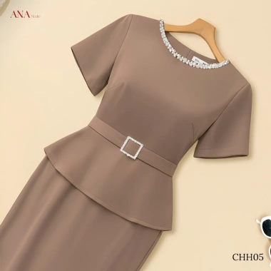 Đầm Bút Chì Kết Cườm Trung Niên ANA Mode - Cotton Lạnh Cao Cấp, Đi Tiệc, Quà Tết Tặng Mẹ, Giá 680k