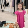 Đầm cánh tiên bé gái chất thô mềm hồng cánh sen - Váy công chúa 8-20kg 115k