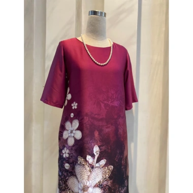 Đầm chim hạc lụa cao cấp trung niên, phom suông giấu bụng, giảm giá 650k 4 Đầm chim hạc lụa cao cấp trung niên, phom suông giấu bụng, giảm giá 650k 4