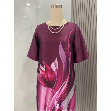 Đầm chim hạc lụa cao cấp trung niên, phom suông giấu bụng, giảm giá 650k